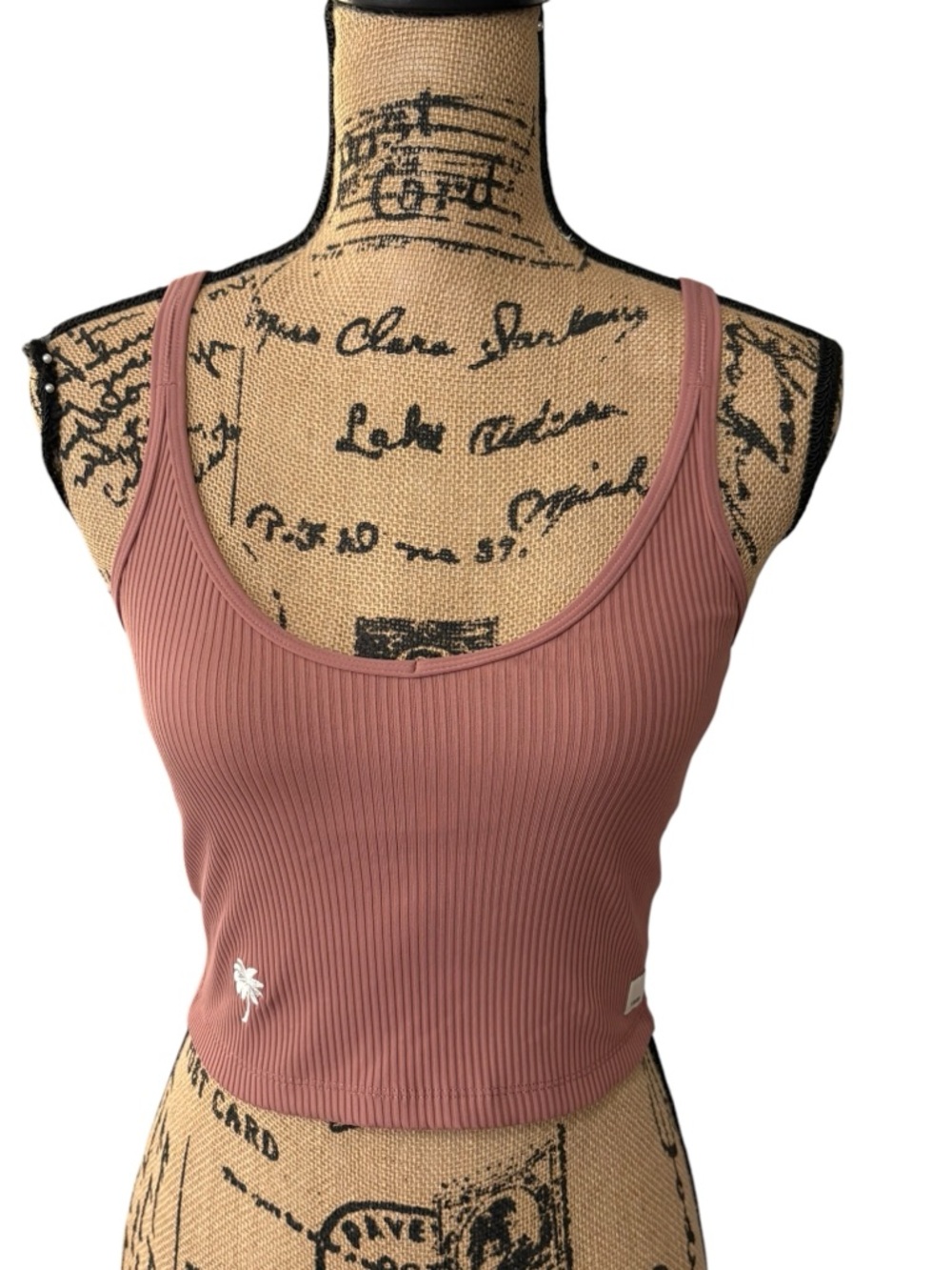 Vuori Rib Crop Tank Strappy Back Mulberry Dusty Rose Women’s Size XS